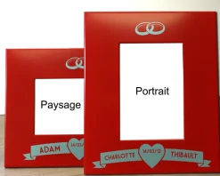 Cadre métal rouge gravé Mariage