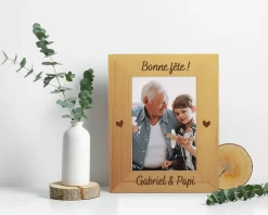 Cadre photo en bois gravé - Grand-Père