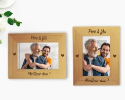 Cadre photo en bois gravé - Papa