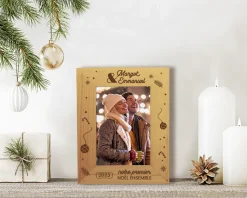 Cadre photo en bois personnalisé - Premier Noël ensemble