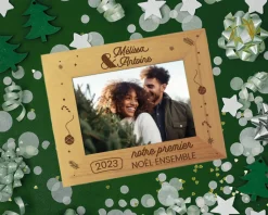 Cadre photo en bois personnalisé - Premier Noël ensemble