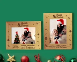 Cadre photo en bois personnalisé - Premier Noël ensemble