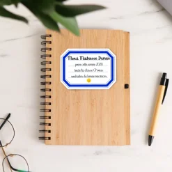 Cahier en bois personnalisé - Merci Maîtresse, Maître et ATSEM