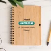 Cahier en bois personnalisé - L'Ecole est Finie