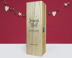 Caisse à vin personnalisée en bois - Joyeux Noël et Bonne année