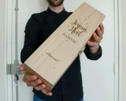 Caisse à vin personnalisée en bois - Joyeux Noël et Bonne année