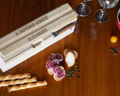 Cave à saucisson personnalisée et son couteau
