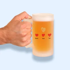 Chope de bière personnalisée - Papa et ses petits coeurs