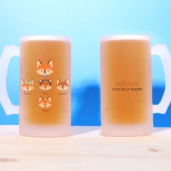 Chope de bière personnalisée - Papa Renard et sa meute