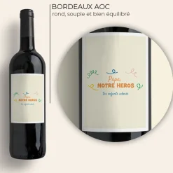 Coffret affiche et bouteille de vin personnalisées - Empreintes pour papa