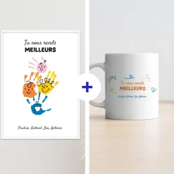 Coffret affiche et mug personnalisés - Empreintes pour papa