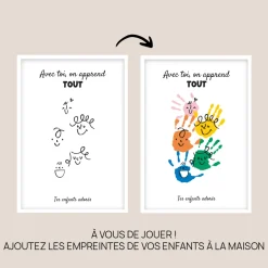 Coffret affiche et mug personnalisés - Empreintes pour papa