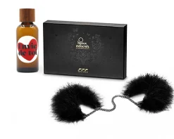 Coffret coquin personnalisé - Huile de massage et menottes