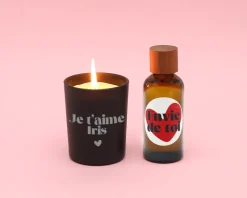 Coffret coquin personnalisé - Huile de massage et bougie