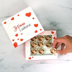 Coffret de chocolats personnalisés photo en forme de coeurs - Amour