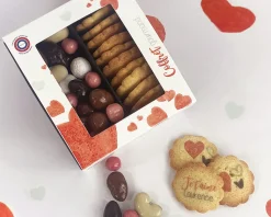 Coffret gourmand biscuits et chocolats Personnalisables - Amour