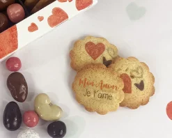 Coffret gourmand biscuits et chocolats Personnalisables - Amour