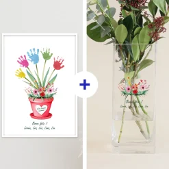 Coffret personnalisé affiche et vase cubique - Empreintes