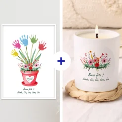 Coffret personnalisé affiche et bougie - Empreintes
