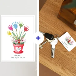 Coffret personnalisé affiche et porte-clés - Empreintes