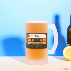 Coffret rétro K7 - Chope de bière et sous-verres personnalisés