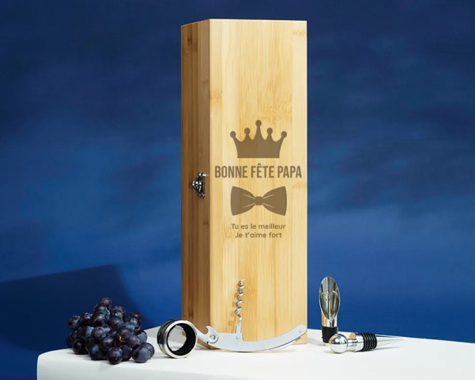 Coffret sommelier personnalisé - 4 accessoires - Papa Royal