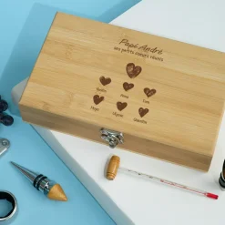 Coffret sommelier personnalisé - 5 accessoires - Papi et ses petits coeurs