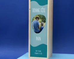 Coffret vin personnalisé photo avec bouteille de vin rouge - Papa