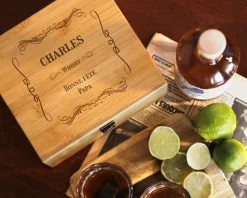 Coffret whisky personnalisé en bois - Prénom et Message