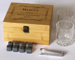 Coffret whisky personnalisé en bois - Prénom et Message