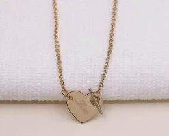 Collier Coeur barette en Plaqué Or 18 carats