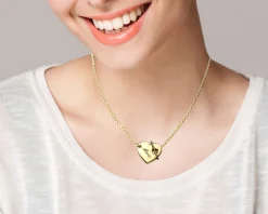 Collier Coeur barette en Plaqué Or 18 carats