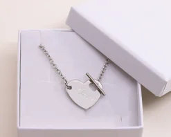 Collier Coeur barette en Argent véritable