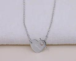 Collier Coeur barette en Argent véritable