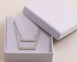 Collier double plaques en argent véritable