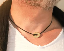 Collier homme personnalisé jeton sur cordon