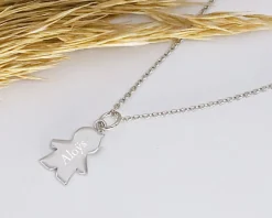 Collier personnalisé avec pendentif petite fille ou petit garçon - Argent