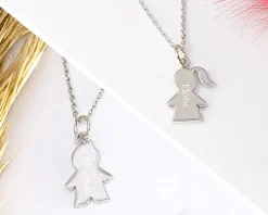 Collier personnalisé avec pendentif petite fille ou petit garçon - Argent