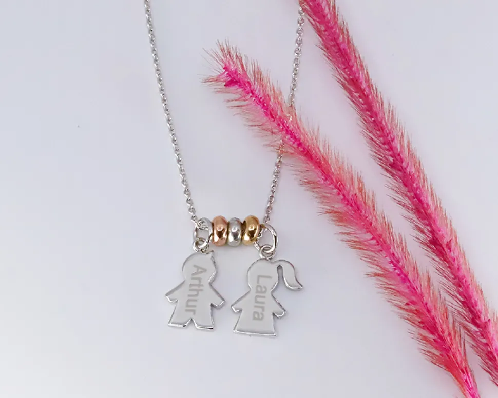 Collier personnalisé avec pendentifs enfants - Argent