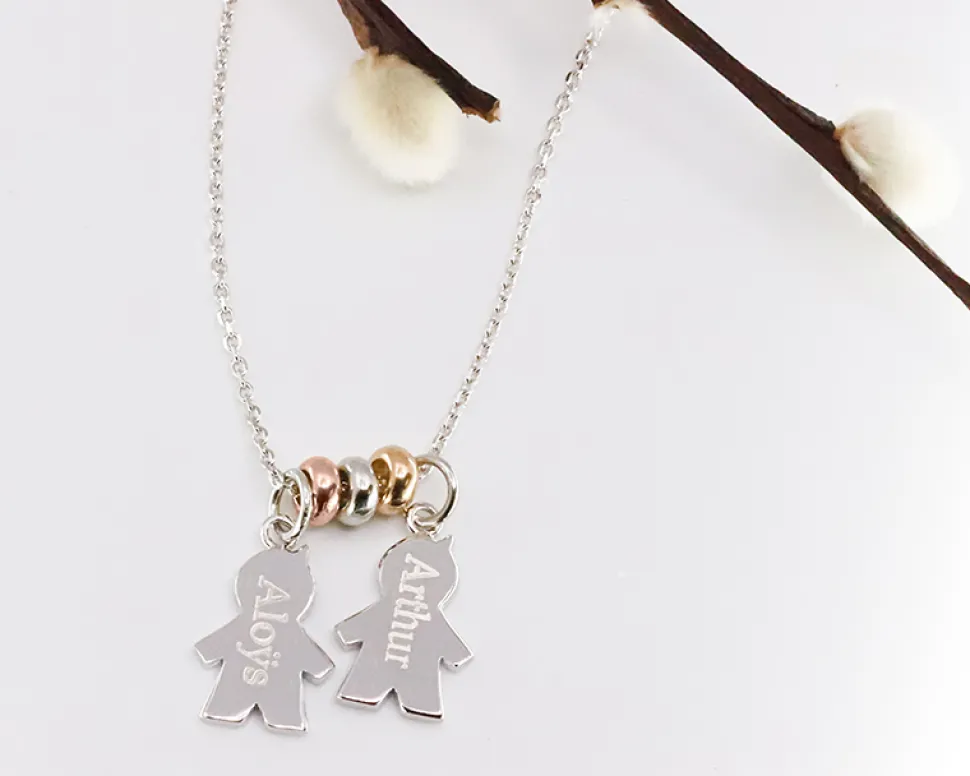 Collier personnalisé avec pendentifs enfants - Argent