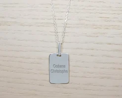 Collier plaque Homme en Argent véritable