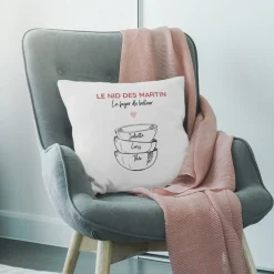 Coussin personnalisé - Bols prénoms famille