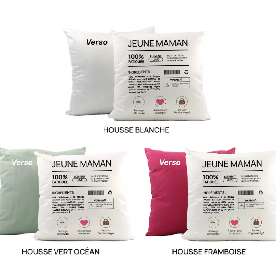 Coussin personnalisé - Composition d'une jeune maman