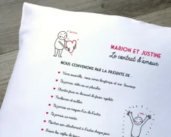 Coussin personnalisé - Contrat d'amour