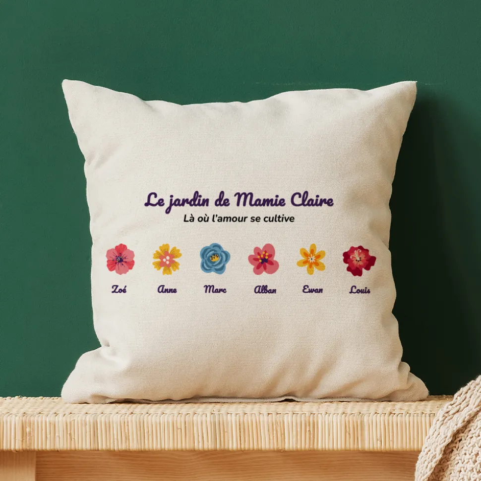 Coussin personnalisé - Famille fleurs