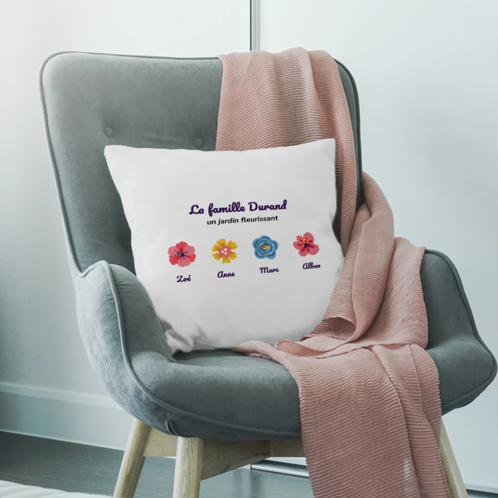 Coussin personnalisé - Famille fleurs