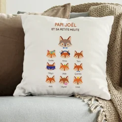 Coussin personnalisé - Papi Renard et sa meute