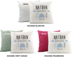 Coussin personnalisé bébé - Naissance Bleu