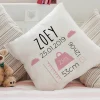 Coussin personnalisé bébé - Naissance Rose