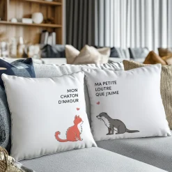 Duo de coussins personnalisés - Couple d'animaux